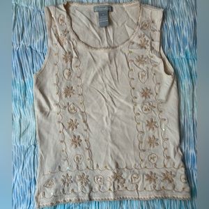Boho tank top with flowers and sequins